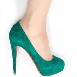 CHRISTIAN LOUBOUTIN Miss Clichy Green Suede Pumps - EU 36.5/Us 6.5 (Fits 5.5)NEW